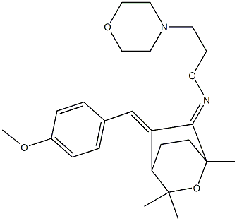 5-[4-Methoxybenzylidene]-1,3,3-trimethyl-2-oxabicyclo[2.2.2]octan-6-one O-[2-morpholinoethyl]oxime Struktur