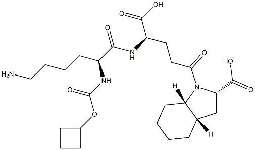 (2S,3aS,7aS)-Octahydro-1-[(4R)-4-[[(2S)-6-amino-2-[cyclobutyloxycarbonylamino]hexanoyl]amino]-4-carboxybutyryl]-1H-indole-2-carboxylic acid Struktur