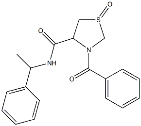 3-Benzoyl-N-(1-phenylethyl)tetrahydrothiazole-4-carboxamide 1-oxide Struktur