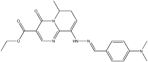 9-[2-(4-Dimethylaminobenzylidene)hydrazino]-6-methyl-6,7-dihydro-4-oxo-4H-pyrido[1,2-a]pyrimidine-3-carboxylic acid ethyl ester Struktur