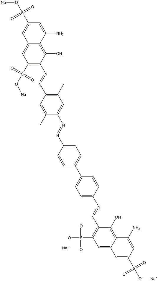 5-Amino-3-[[4'-[[4-[[8-amino-1-hydroxy-3,6-bis(sodiosulfo)-2-naphthalenyl]azo]-2,5-dimethylphenyl]azo]-1,1'-biphenyl-4-yl]azo]-4-hydroxynaphthalene-2,7-disulfonic acid disodium salt Struktur