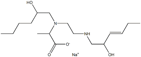 2-[N-(2-Hydroxyhexyl)-N-[2-(2-hydroxy-3-hexenylamino)ethyl]amino]propionic acid sodium salt Struktur