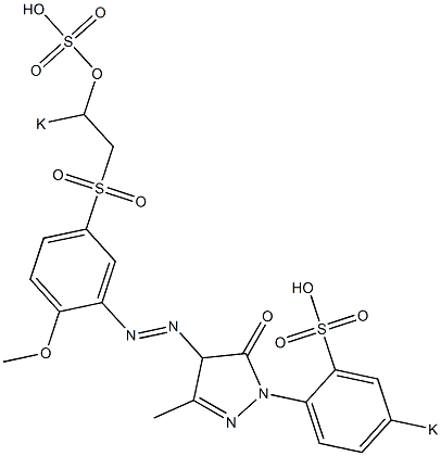 4-[2-Methoxy-5-(2-potassiosulfooxyethylsulfonyl)phenylazo]-3-methyl-1-(p-potassiosulfophenyl)-2-pyrazolin-5-one Struktur