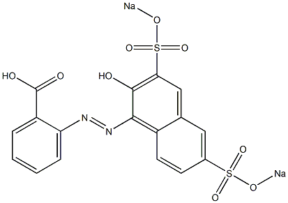 o-[2-Hydroxy-3,6-bis(sodiosulfo)-1-naphtylazo]benzoic acid Struktur