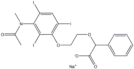 2-[2-[3-(N-Methylacetylamino)-2,4,6-triiodophenoxy]ethoxy]-2-phenylacetic acid sodium salt Struktur