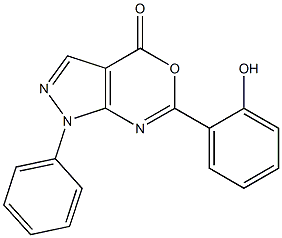 1-Phenyl-6-(2-hydroxyphenyl)pyrazolo[3,4-d][1,3]oxazin-4(1H)-one Struktur