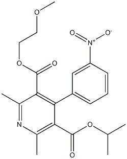 2,6-Dimethyl-4-(3-nitrophenyl)pyridine-3,5-dicarboxylic acid 3-(2-methoxyethyl)5-isopropyl ester Struktur