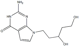 2-Amino-7-(3,5-dihydroxypentyl)-7H-pyrrolo[2,3-d]pyrimidin-4(3H)-one Struktur