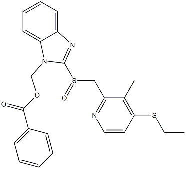 1-Benzoyloxymethyl-2-[(3-methyl-4-ethylthio-2-pyridinyl)methylsulfinyl]-1H-benzimidazole Struktur