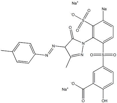 2-Hydroxy-5-[4-sodiosulfo-2-[5-oxo-4,5-dihydro-3-methyl-4-[(4-methylphenyl)azo]-1H-pyrazol-1-yl]phenylsulfonyl]benzoic acid sodium salt Struktur