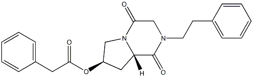 (6S,8R)-4-Phenethyl-8-(phenylacetyloxy)-1,4-diazabicyclo[4.3.0]nonane-2,5-dione Struktur