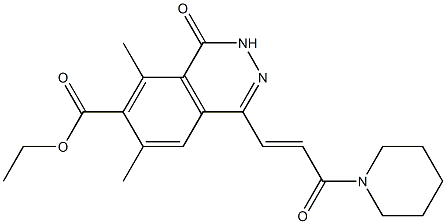 6,8-Dimethyl-4-[2-(piperidinocarbonyl)ethenyl]-1-oxo-1,2-dihydrophthalazine-7-carboxylic acid ethyl ester Struktur