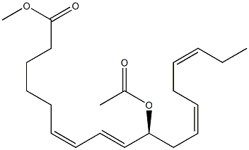 (6Z,8E,10S,12Z,15Z)-10-Acetoxy-6,8,12,15-octadecatetraenoic acid methyl ester Struktur