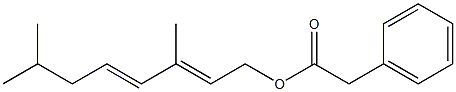 Phenylacetic acid 3,7-dimethyl-2,4-octadienyl ester Struktur