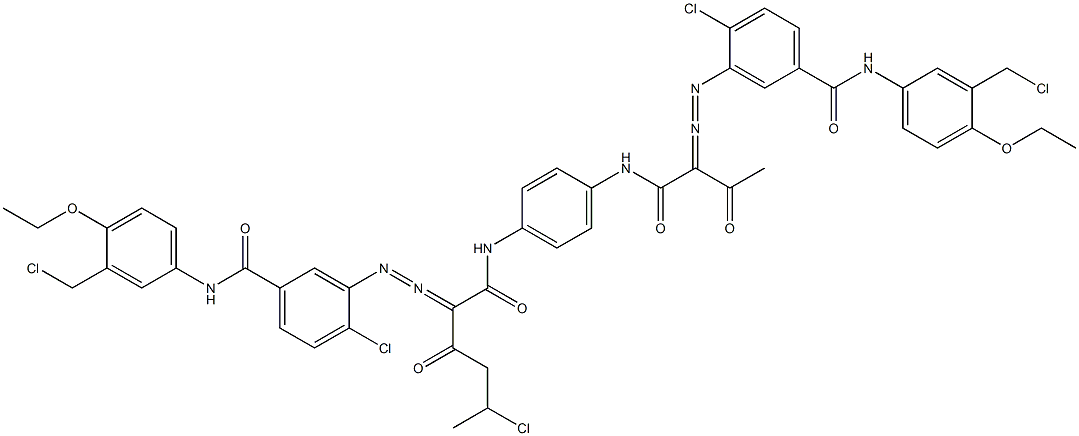 3,3'-[2-(1-Chloroethyl)-1,4-phenylenebis[iminocarbonyl(acetylmethylene)azo]]bis[N-[3-(chloromethyl)-4-ethoxyphenyl]-4-chlorobenzamide] Struktur