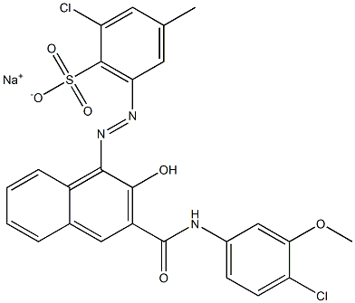 2-Chloro-4-methyl-6-[[3-[[(4-chloro-3-methoxyphenyl)amino]carbonyl]-2-hydroxy-1-naphtyl]azo]benzenesulfonic acid sodium salt Struktur