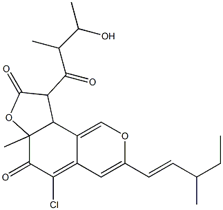 5-Chloro-9,9a-dihydro-9-(3-hydroxy-2-methyl-1-oxobutyl)-6a-methyl-3-(3-methyl-1-pentenyl)-6H-furo[2,3-h]-2-benzopyran-6,8(6aH)-dione Struktur