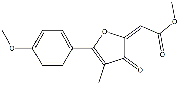 2-Methoxycarbonylmethylene-4-methyl-5-(4-methoxyphenyl)furan-3(2H)-one Struktur