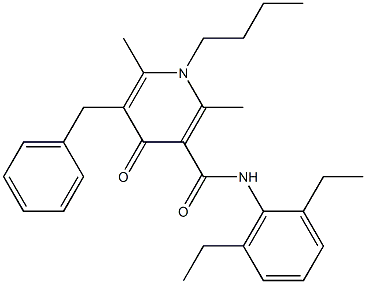 N-(2,6-Diethylphenyl)-1,4-dihydro-2,6-dimethyl-4-oxo-1-butyl-5-benzyl-3-pyridinecarboxamide Struktur