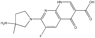 6-Fluoro-1,4-dihydro-4-oxo-7-(3-amino-3-methyl-1-pyrrolidinyl)-1,8-naphthyridine-3-carboxylic acid Struktur