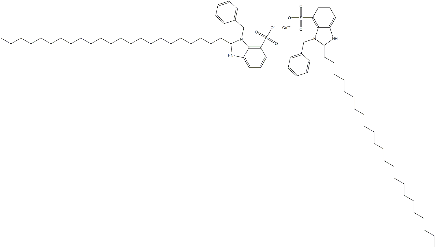 Bis(1-benzyl-2,3-dihydro-2-tricosyl-1H-benzimidazole-7-sulfonic acid)calcium salt Struktur