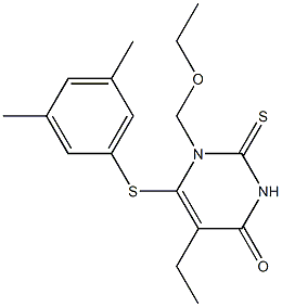 1,2-Dihydro-1-(ethoxymethyl)-2-thioxo-5-ethyl-6-[(3,5-dimethylphenyl)thio]pyrimidine-4(3H)-one Struktur