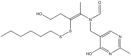 N-[(Z)-1-Methyl-2-hexyldithio-4-hydroxy-1-butenyl]-N-(2-methyl-4-hydroxypyrimidin-5-ylmethyl)formamide Struktur