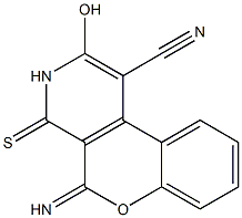 3,4-Dihydro-2-hydroxy-5-imino-4-thioxo-5H-[1]benzopyrano[3,4-c]pyridine-1-carbonitrile Struktur