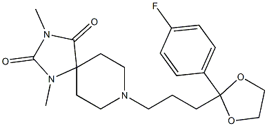 8-[3-[2-(4-Fluorophenyl)-1,3-dioxolan-2-yl]propyl]-1,3-dimethyl-1,3,8-triazaspiro[4.5]decane-2,4-dione Struktur