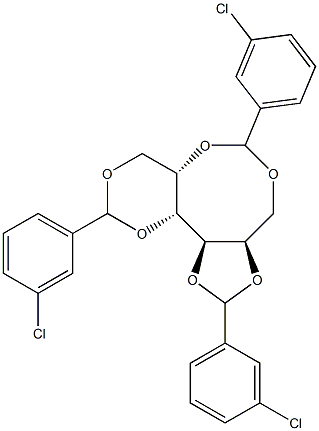 1-O,3-O:2-O,6-O:4-O,5-O-Tris(3-chlorobenzylidene)-D-glucitol Struktur