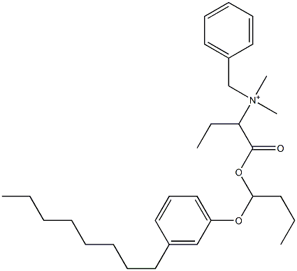 N,N-Dimethyl-N-benzyl-N-[1-[[1-(3-octylphenyloxy)butyl]oxycarbonyl]propyl]aminium Struktur