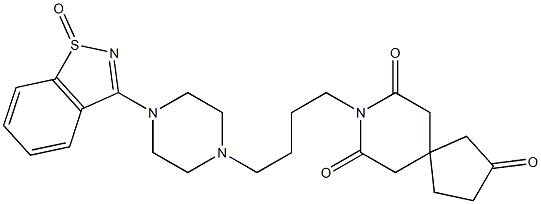 3-[4-[4-(2,7,9-Trioxo-8-azaspiro[4.5]decan-8-yl)butyl]-1-piperazinyl]-1,2-benzisothiazole 1-oxide Struktur