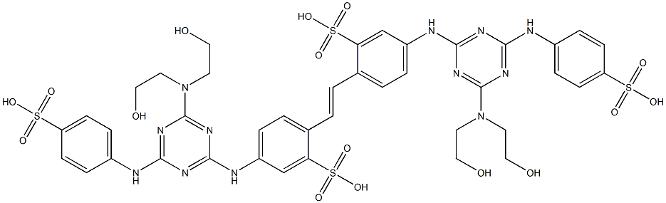 4,4'-Bis[4-(4-sulfophenylamino)-6-[bis(2-hydroxyethyl)amino]-1,3,5-triazine-2-ylamino]-stilbene-2,2'-disulfonic acid Struktur