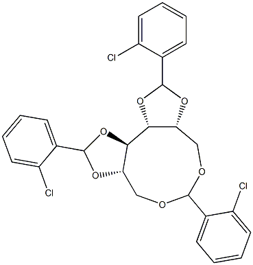 1-O,6-O:2-O,3-O:4-O,5-O-Tris(2-chlorobenzylidene)-D-glucitol Struktur