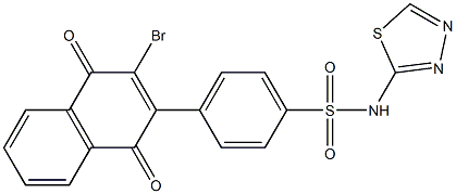 N-(1,3,4-Thiadiazol-2-yl)-4-[(2-bromo-1,4-dihydro-1,4-dioxonaphthalen)-3-yl]benzenesulfonamide Struktur