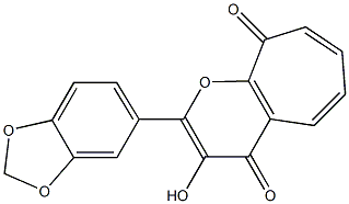 2-(3,4-Methylenedioxyphenyl)-3-hydroxycyclohepta[b]pyran-4,9-dione Struktur