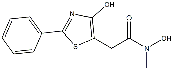 4-Hydroxy-N-methyl-2-phenylthiazole-5-acetohydroxamic acid Struktur