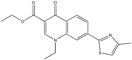 1,4-Dihydro-1-ethyl-4-oxo-7-(4-methylthiazol-2-yl)quinoline-3-carboxylic acid ethyl ester Struktur