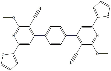 4,4'-(1,4-Phenylene)bis[2-methoxy-3-cyano-6-(2-furanyl)pyridine] Struktur