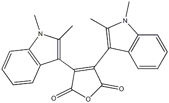 2,3-Bis(1,2-dimethyl-1H-indol-3-yl)maleic anhydride Struktur