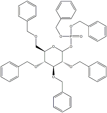 2-O,3-O,4-O,6-O-Tetrabenzyl-D-glucopyranose 1-(phosphoric acid dibenzyl) ester Struktur