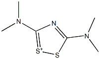 3,5-Bis(dimethylamino)-1,2-dithia-4-aza-2,4-cyclopentadiene-2-ium Struktur