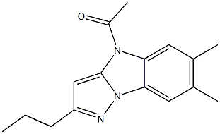 4-Acetyl-2-propyl-6,7-dimethyl-4H-pyrazolo[1,5-a]benzimidazole Struktur