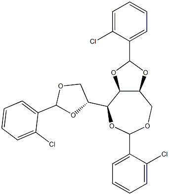 1-O,2-O:3-O,6-O:4-O,5-O-Tris(2-chlorobenzylidene)-L-glucitol Struktur