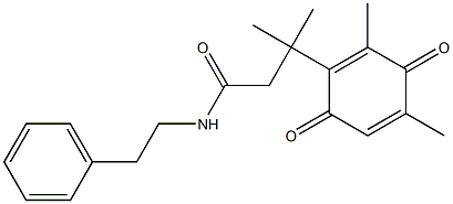 N-Phenethyl-3,3-dimethyl-3-(2,4-dimethyl-3,6-dioxo-1,4-cyclohexadienyl)propanamide Struktur