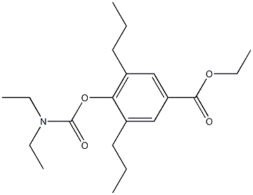 3,5-Dipropyl-4-(N,N-diethylcarbamoyl)oxybenzoic acid ethyl ester Struktur