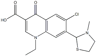 1,4-Dihydro-1-ethyl-4-oxo-6-chloro-7-(3-methylthiazolidin-2-yl)quinoline-3-carboxylic acid Struktur