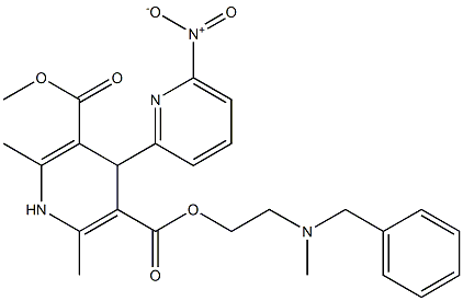 4-(6-Nitropyridin-2-yl)-1,4-dihydro-2,6-dimethylpyridine-3,5-dicarboxylic acid 3-methyl 5-[2-(N-methyl-N-benzylamino)ethyl] ester Struktur