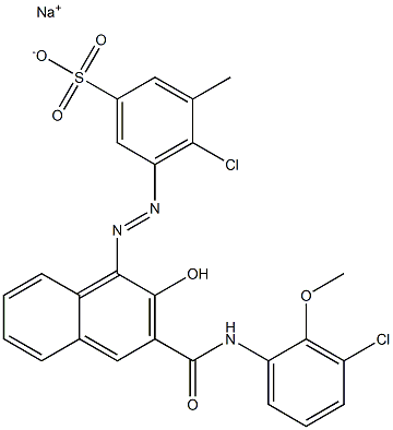 4-Chloro-3-methyl-5-[[3-[[(3-chloro-2-methoxyphenyl)amino]carbonyl]-2-hydroxy-1-naphtyl]azo]benzenesulfonic acid sodium salt Struktur