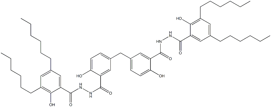 5,5'-Methylenebis[2-hydroxy-N'-(2-hydroxy-3,5-dihexylbenzoyl)benzenecarbohydrazide] Struktur